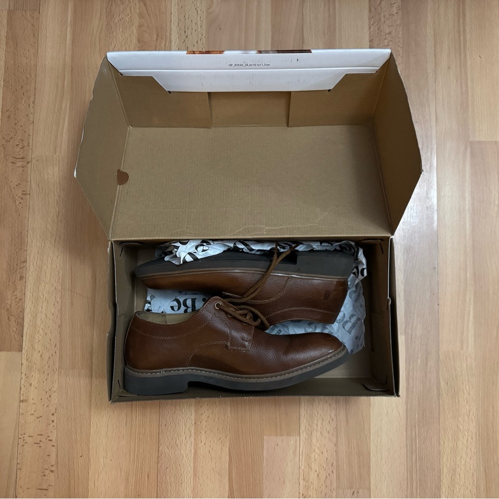 Hush puppies Detroit PT Oxford Cognac Leather Mens Dress Shoes, Size 8